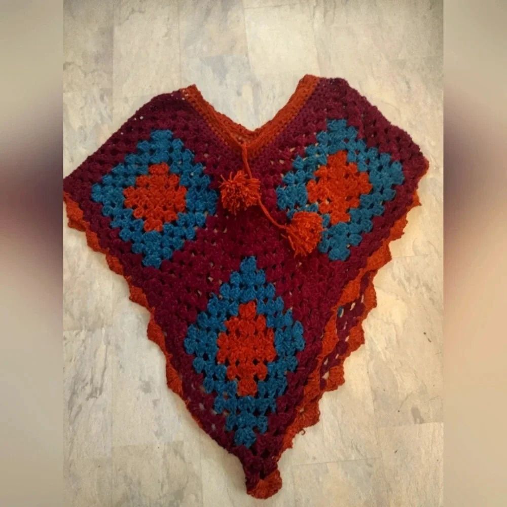 Hand crocheted poncho